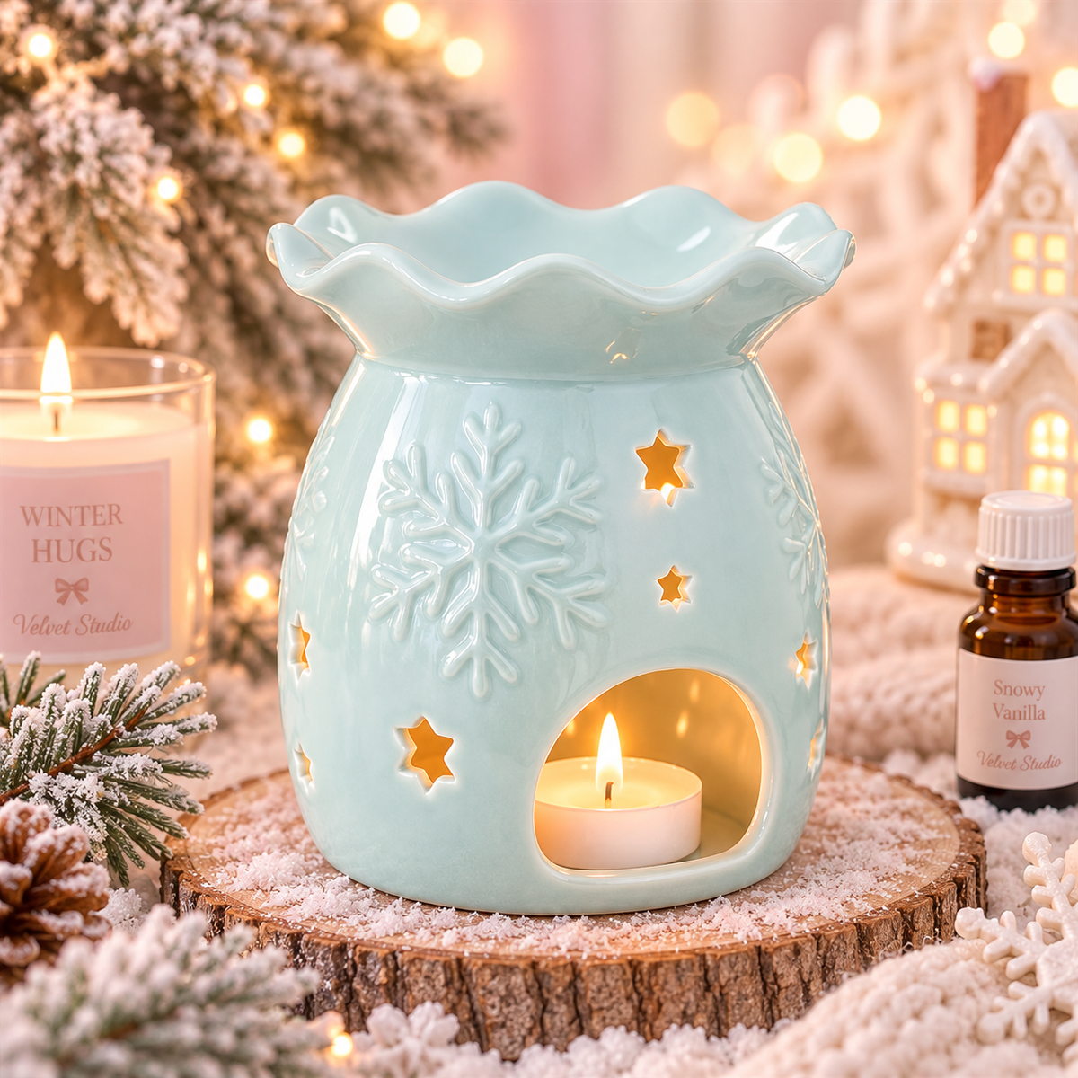 Quemador copo de nieve azul irisdencente
